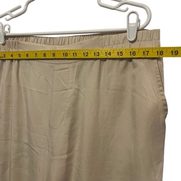 Jane + Delancey Wide Leg Pull On Pants Size XL Beige Pockets Elastic Waist - Picture 5 of 10